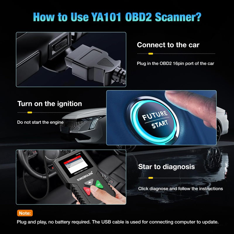 KINGBOLEN OBD2 Scanner,Code Reader Automotive Engine Light Check Scan Tool Checks O2 Sensor and EVAP Systems with Full OBD2 Functions,Supports Mode6 with DTC Lookup, All 10 Modes of obd2. Black - Image 5